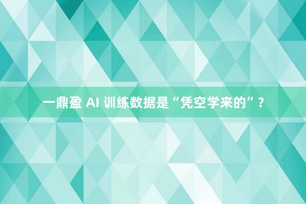 一鼎盈 AI 训练数据是“凭空学来的”？